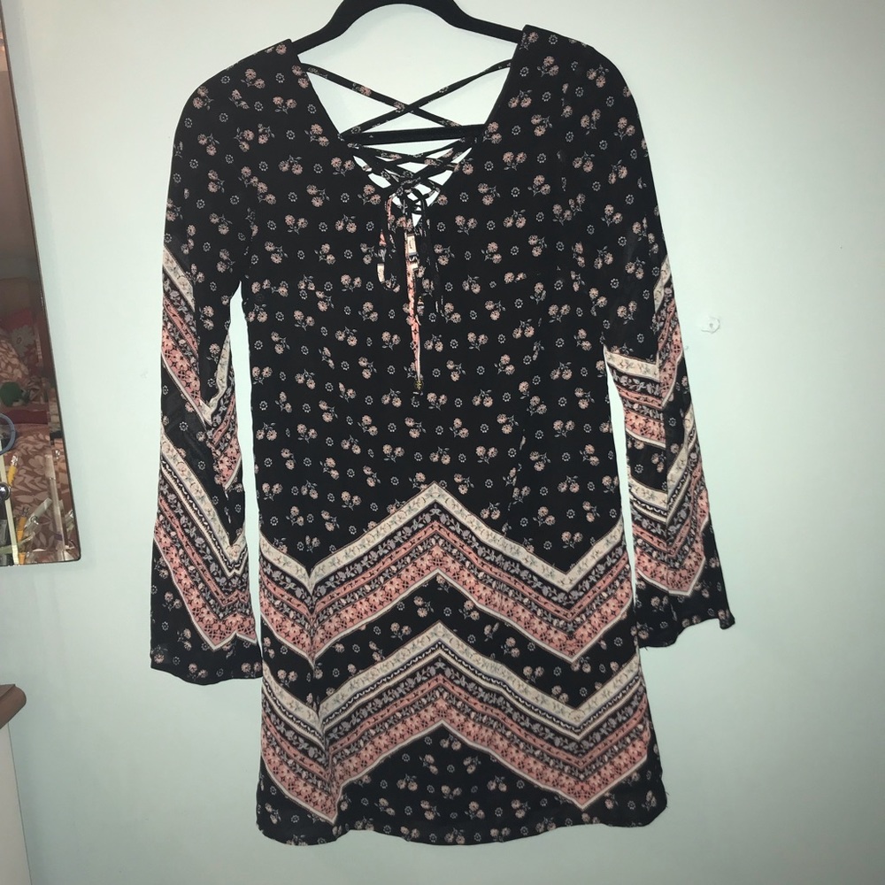 Black and Pink Long Sleeve Dress. Super Cute!